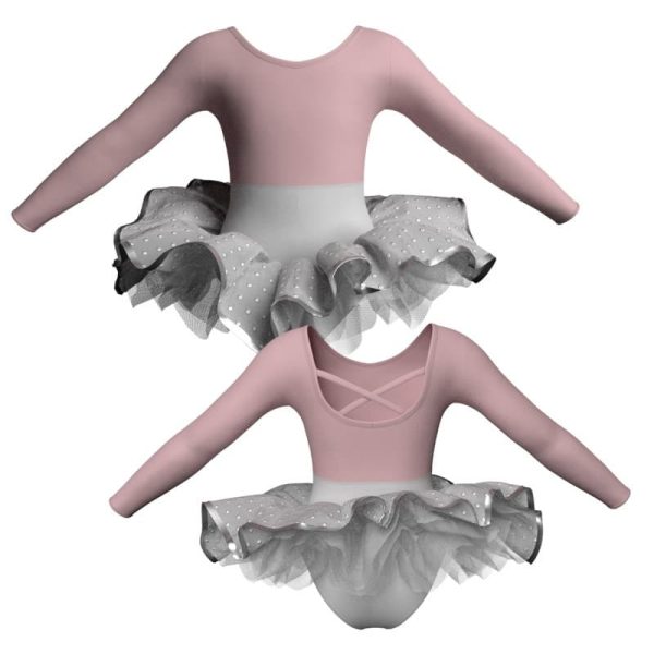 tutu ballerina maniche lunghe con inserto e copritulle tun228