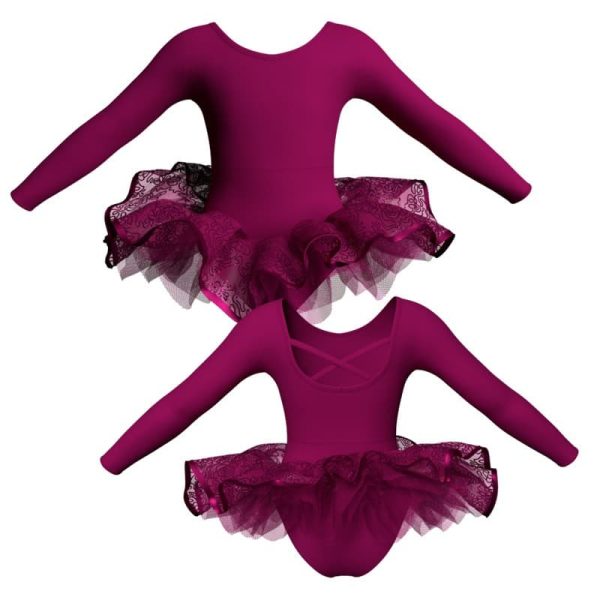 tutu ballerina maniche lunghe con inserto e copritulle tun22811