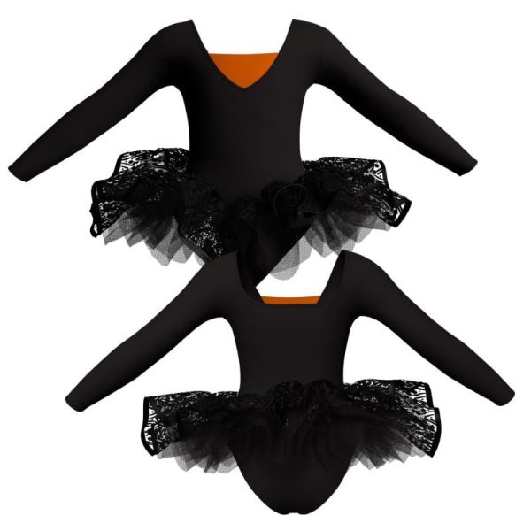 tutu ballerina maniche lunghe con inserto e copritulle tun2532