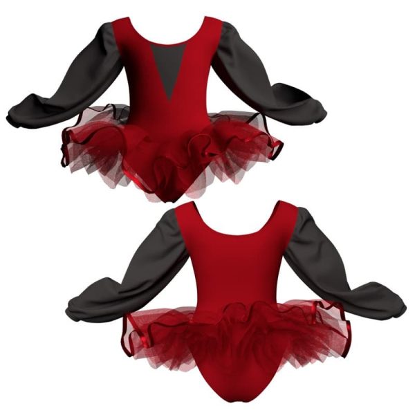 tutu ballerina maniche lunghe con inserto e copritulle tun2633