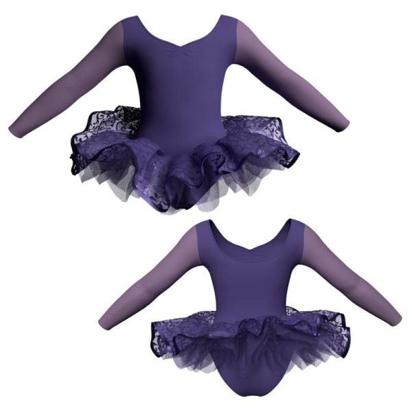 tutu ballerina maniche lunghe con inserto e copritulle tun3004t1