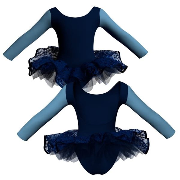 tutu ballerina maniche lunghe con inserto e copritulle tun411t11