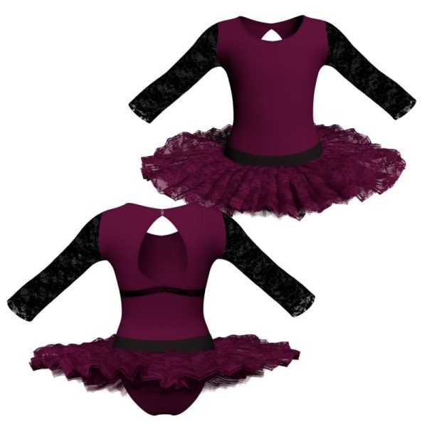 tutu ballerina maniche lunghe con inserto in rete o pizzo tub102