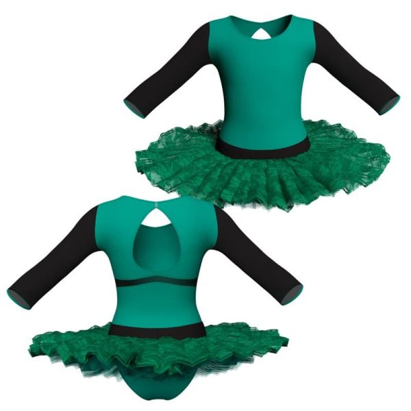 tutu ballerina maniche lunghe con inserto in rete o pizzo tub10245