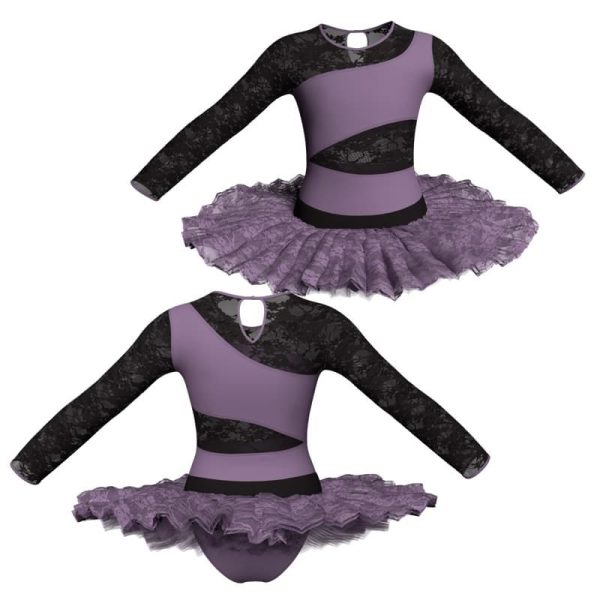 tutu ballerina maniche lunghe con inserto in rete o pizzo tub108