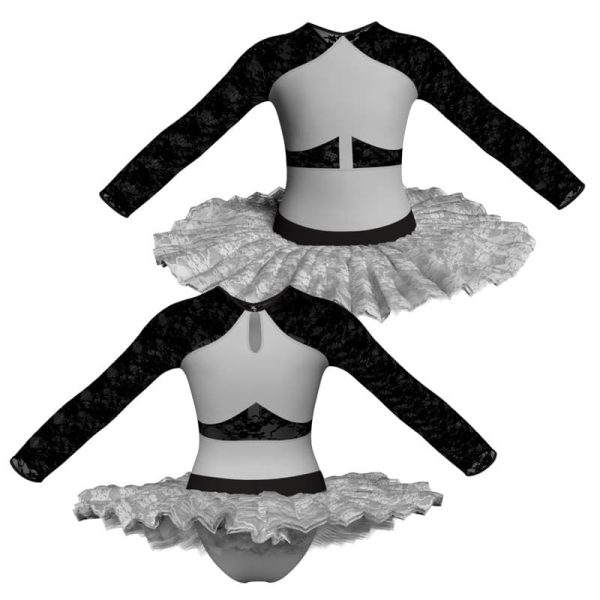 tutu ballerina maniche lunghe con inserto in rete o pizzo tub113