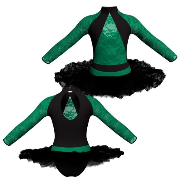 tutu ballerina maniche lunghe con inserto in rete o pizzo tub119