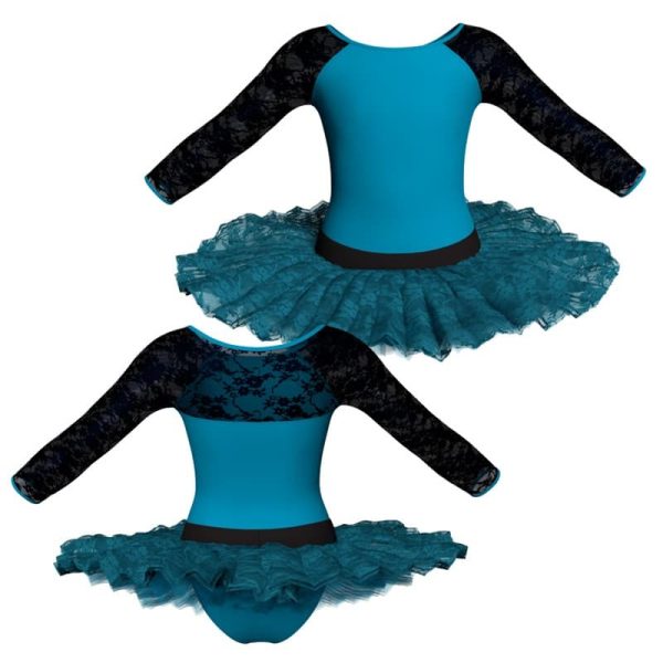 tutu ballerina maniche lunghe con inserto in rete o pizzo tub205