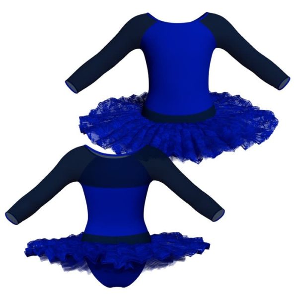 tutu ballerina maniche lunghe con inserto in rete o pizzo tub20545