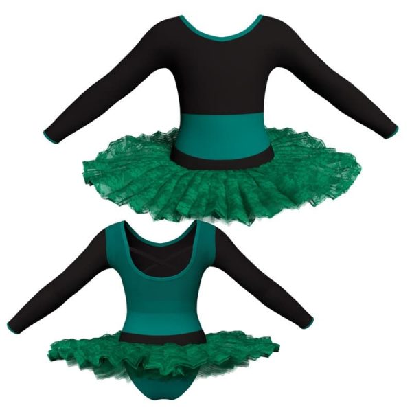 tutu ballerina maniche lunghe con inserto in rete o pizzo tub228456