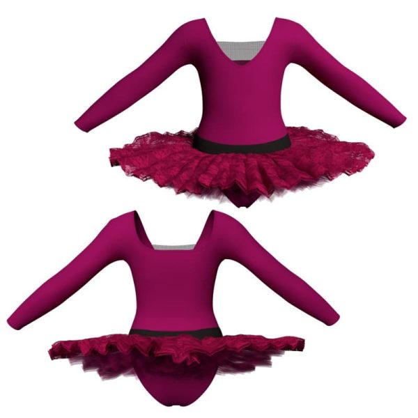 tutu ballerina maniche lunghe con inserto in rete o pizzo tub253245