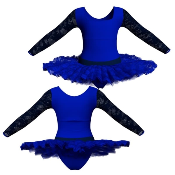 tutu ballerina maniche lunghe con inserto in rete o pizzo tub2537t