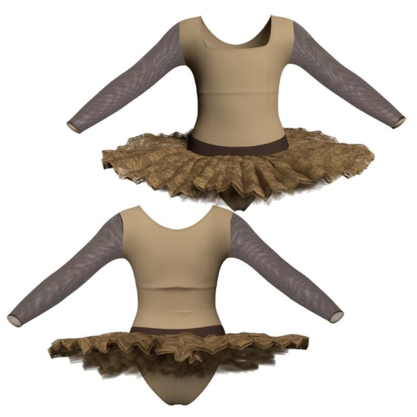 tutu ballerina maniche lunghe con inserto in rete o pizzo tub2537t1