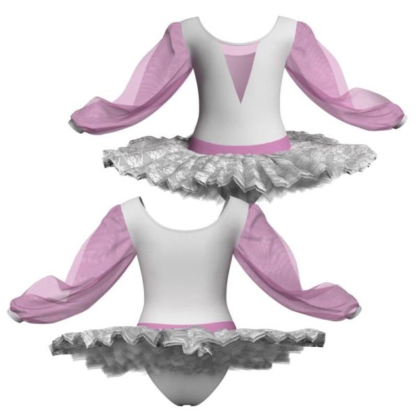 tutu ballerina maniche lunghe con inserto in rete o pizzo tub2633