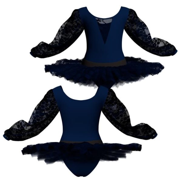 tutu ballerina maniche lunghe con inserto in rete o pizzo tub26334