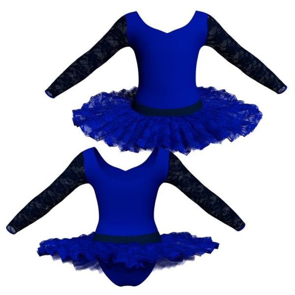 tutu ballerina maniche lunghe con inserto in rete o pizzo tub3004t45