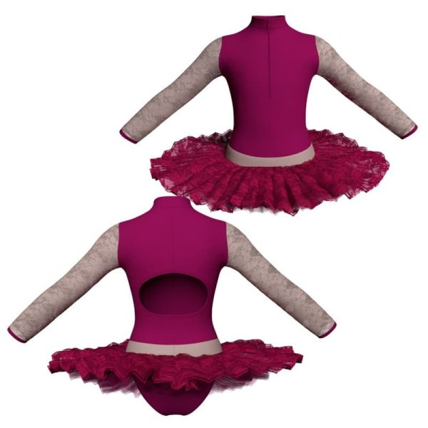 tutu ballerina maniche lunghe con inserto in rete o pizzo tub3095t67