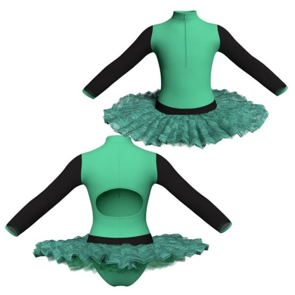 tutu ballerina maniche lunghe con inserto in rete o pizzo tub3095t78