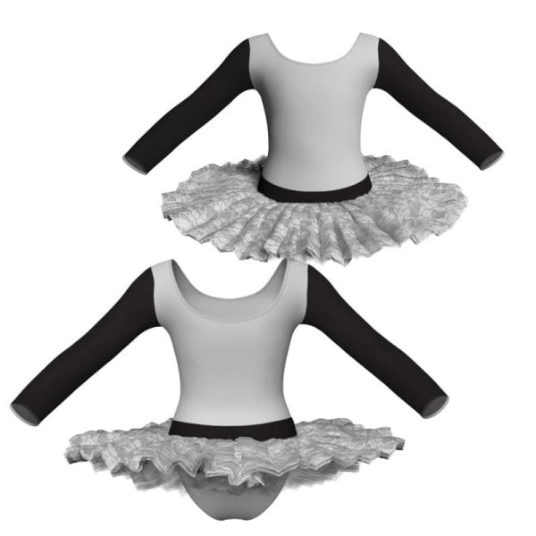 tutu ballerina maniche lunghe con inserto in rete o pizzo tub405t