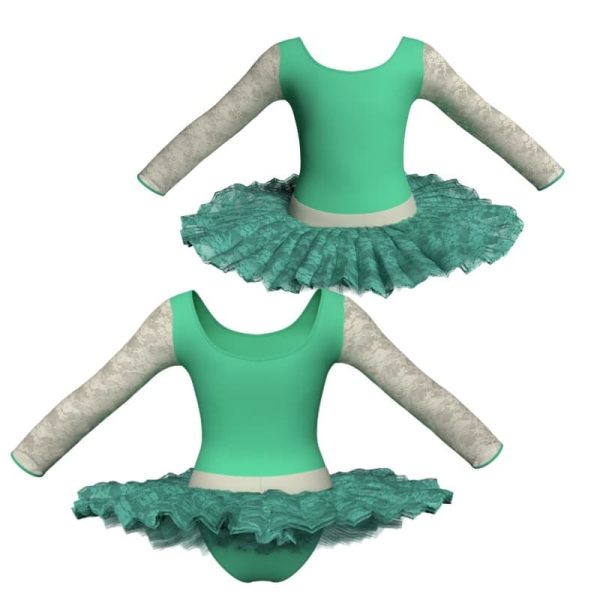 tutu ballerina maniche lunghe con inserto in rete o pizzo tub405t34