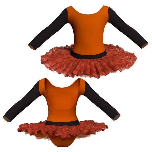 tutu ballerina maniche lunghe con inserto in rete o pizzo tub411t1