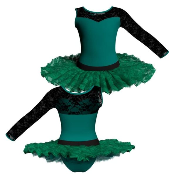 tutu ballerina monospalla con inserto in rete o pizzo tub1019sst