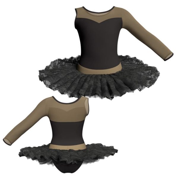 tutu ballerina monospalla con inserto in rete o pizzo tub1019sst43