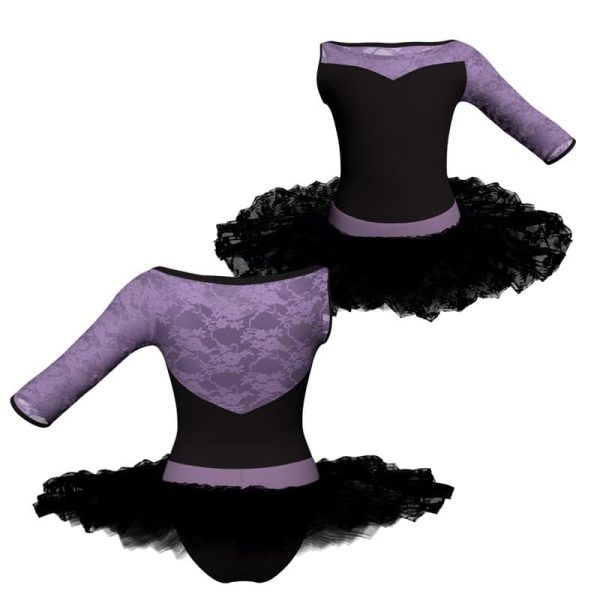 tutu ballerina monospalla con inserto in rete o pizzo tub105sst