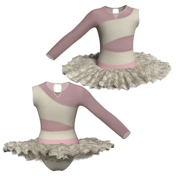 tutu ballerina monospalla con inserto in rete o pizzo tub108ss