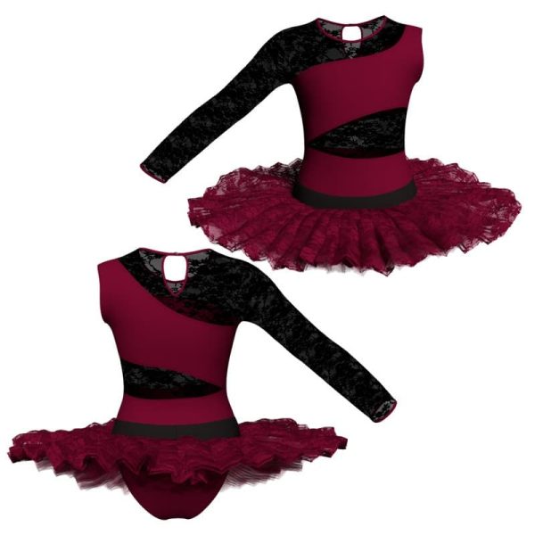 tutu ballerina monospalla con inserto in rete o pizzo tub108ss45