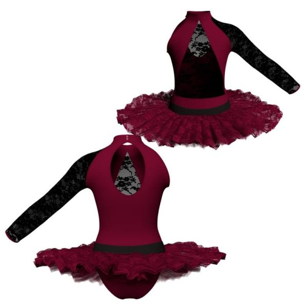 tutu ballerina monospalla con inserto in rete o pizzo tub119sst