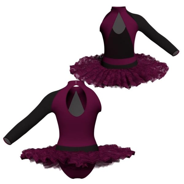 tutu ballerina monospalla con inserto in rete o pizzo tub119sst56