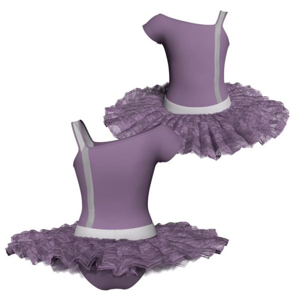 tutu ballerina monospalla con inserto in rete o pizzo tub21756