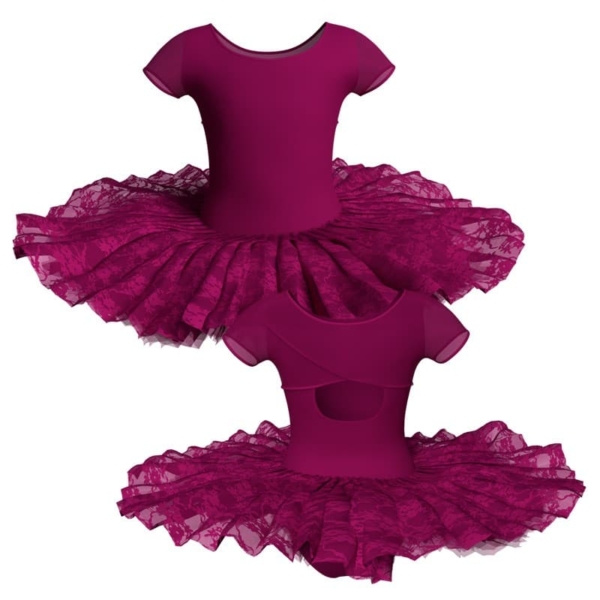 tutu ballerina professionale manica corta con inserto in rete o pizzo tut p2081