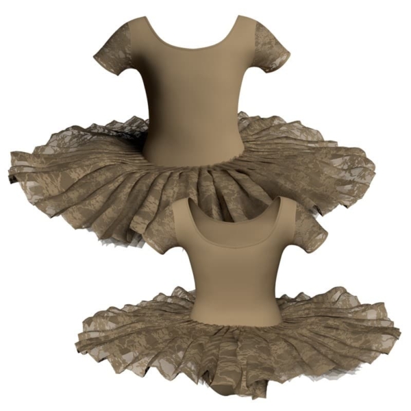 tutu ballerina professionale manica corta con inserto in rete o pizzo tut p407t