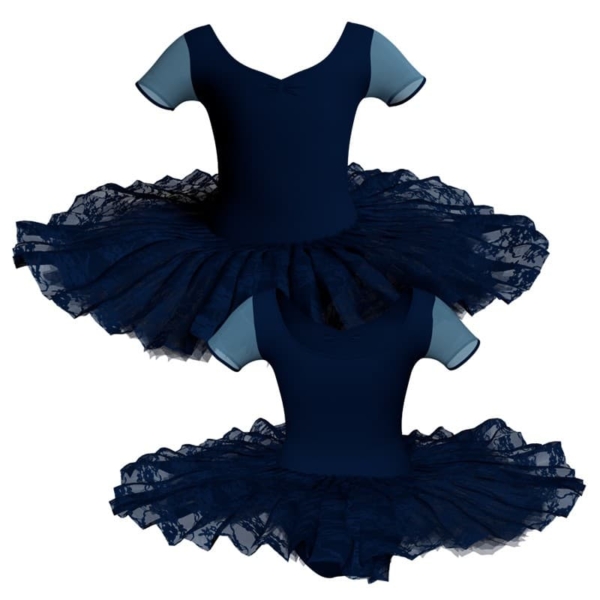 tutu ballerina professionale manica corta con inserto in rete o pizzo tut p473t1