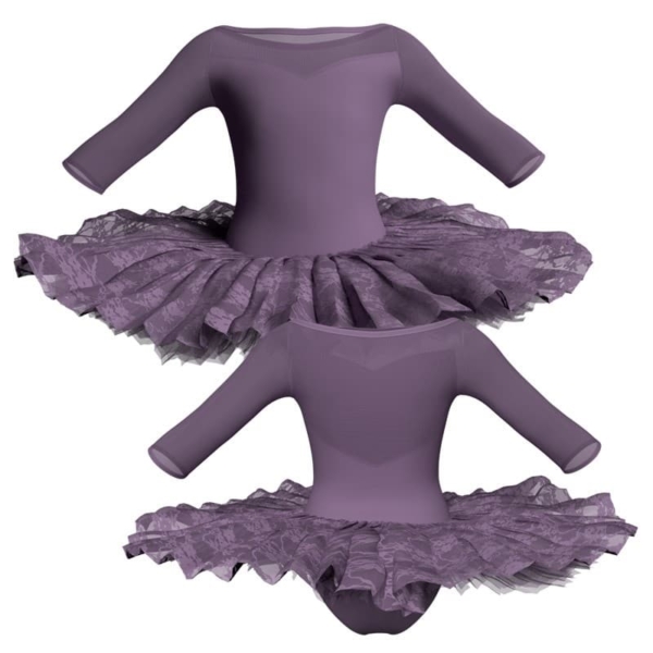 tutu ballerina professionale maniche 3 4 con inserto in rete o pizzo tut p1051