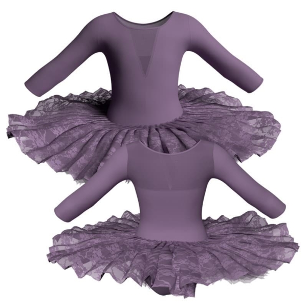 tutu ballerina professionale maniche 3 4 con inserto in rete o pizzo tut p1161