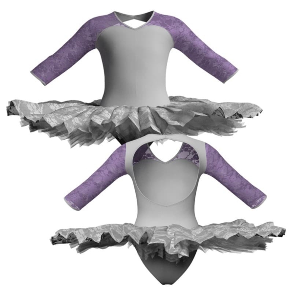 tutu ballerina professionale maniche 3 4 con inserto in rete o pizzo tut p1261