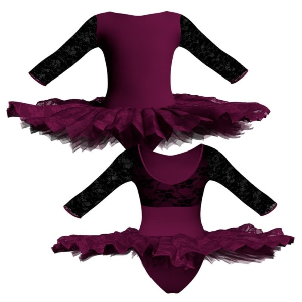 tutu ballerina professionale maniche 3 4 con inserto in rete o pizzo tut p128