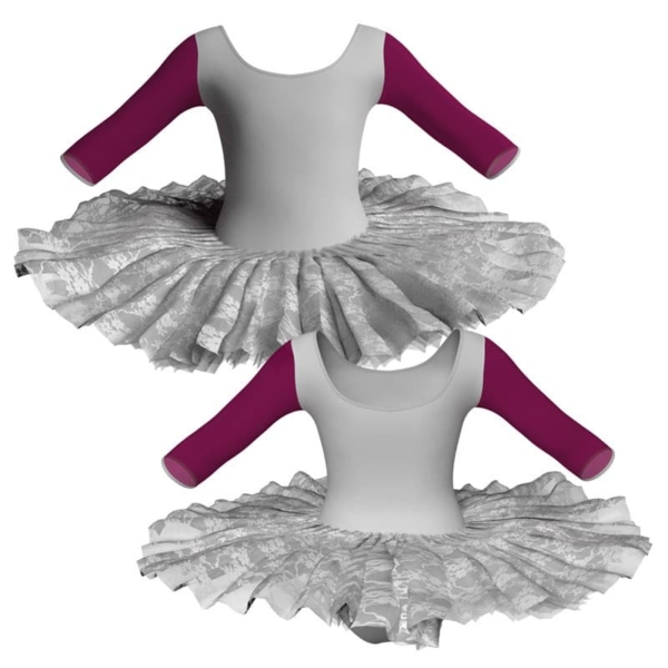 tutu ballerina professionale maniche 3 4 con inserto in rete o pizzo tut p406t