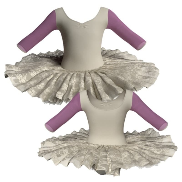 tutu ballerina professionale maniche 3 4 con inserto in rete o pizzo tut p452t