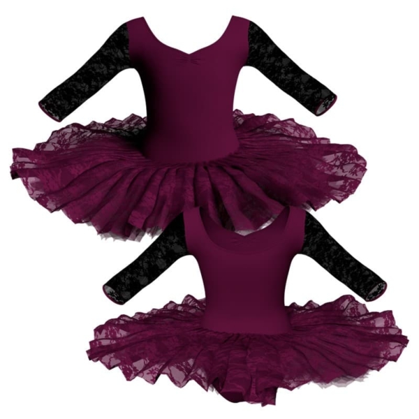 tutu ballerina professionale maniche 3 4 con inserto in rete o pizzo tut p452t1