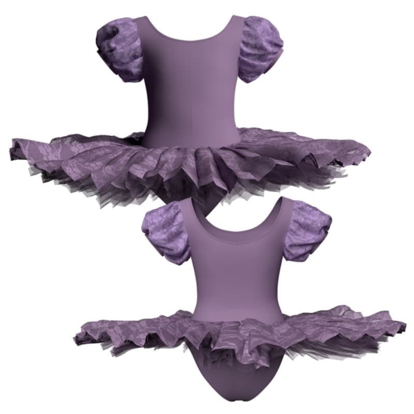 tutu ballerina professionale maniche a palloncino con inserto in rete o pizzo tut p26411