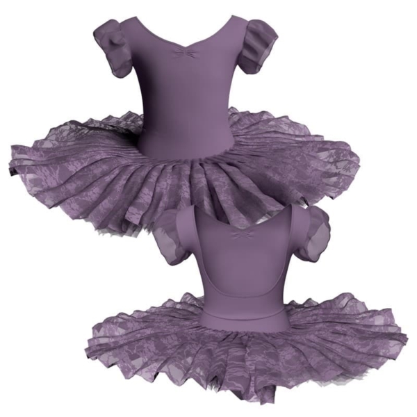 tutu ballerina professionale maniche a palloncino con inserto in rete o pizzo tut p28101