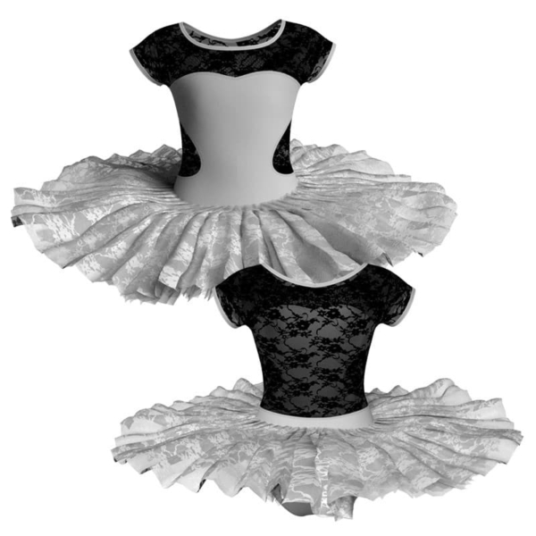 tutu ballerina professionale maniche aletta con inserto in rete o pizzo tut p1001