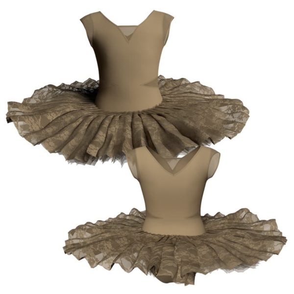 tutu ballerina professionale maniche aletta con inserto in rete o pizzo tut p115ss