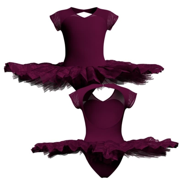 tutu ballerina professionale maniche aletta con inserto in rete o pizzo tut p126ss