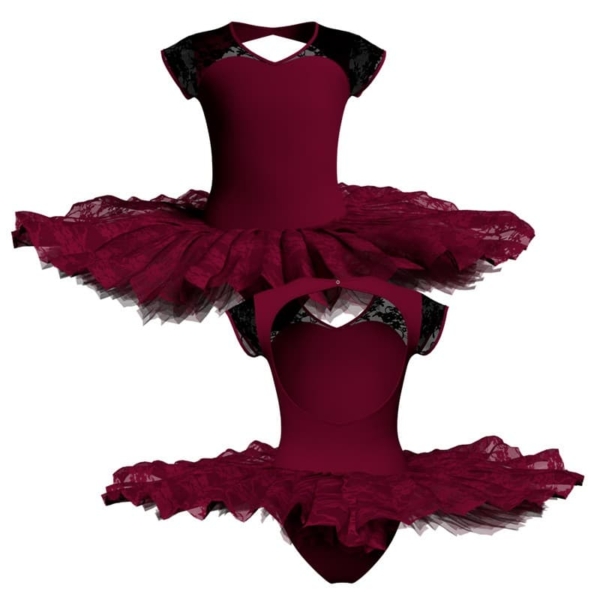 tutu ballerina professionale maniche aletta con inserto in rete o pizzo tut p126ss1