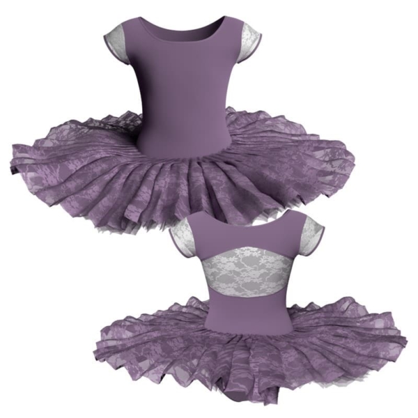 tutu ballerina professionale maniche aletta con inserto in rete o pizzo tut p211t1